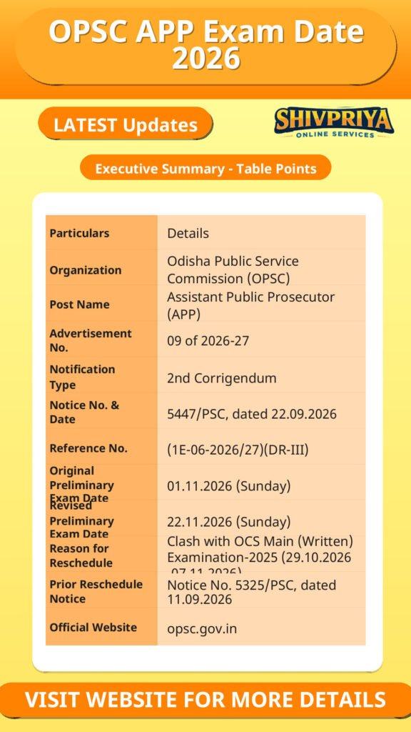 OPSC APP Exam Date 2026