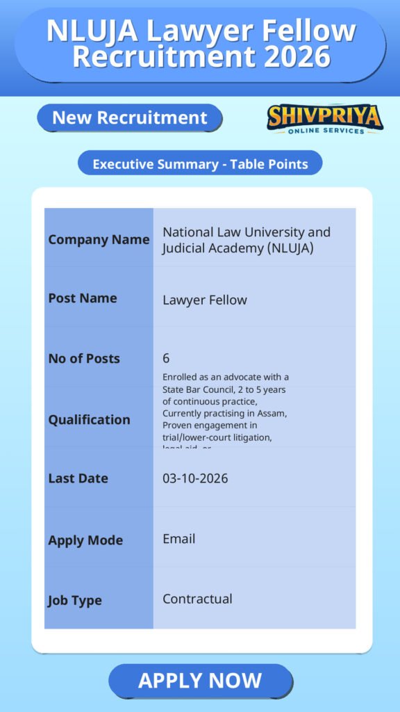 NLUJA Lawyer Fellow Recruitment 2026