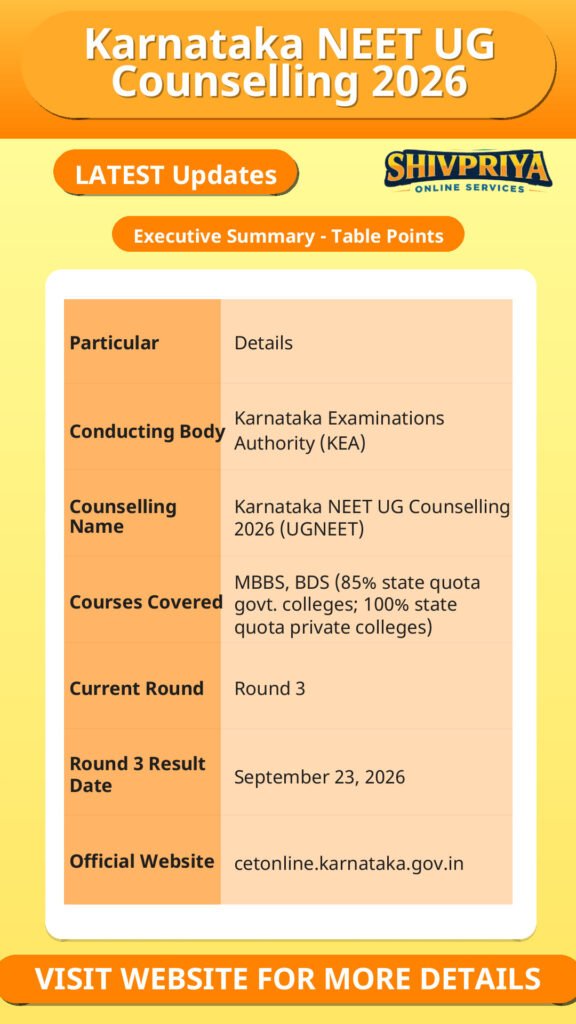 Karnataka NEET UG Counselling 2026