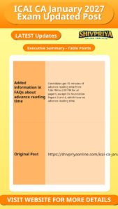 ICAI CA January 2027 Exam Updated Post