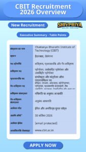 CBIT Recruitment 2026 Overview