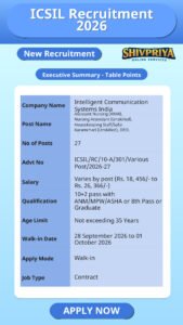 ICSIL Recruitment 2026