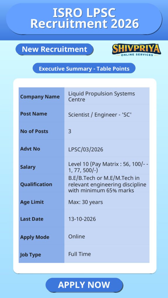 ISRO LPSC Recruitment 2026