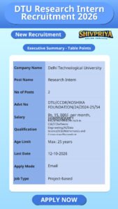 DTU Research Intern Recruitment 2026