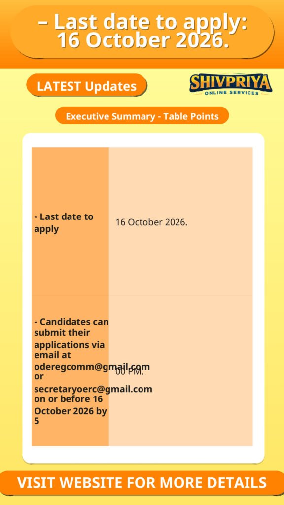 – Last date to apply: 16 October 2026.