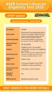 BSEB School Librarian Eligibility Test 2026