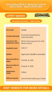Karnataka PB B.Sc Nursing Lateral Entry 2026 – Quick Overview