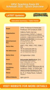 OPSC Teaching Posts DV Schedule 2026 – Quick Overview