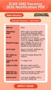 ICAR IARI Vacancy 2026 Notification PDF