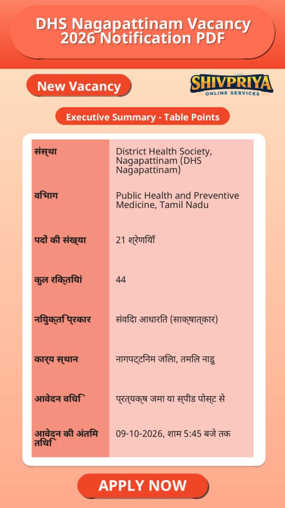 DHS Nagapattinam Vacancy 2026 Notification PDF