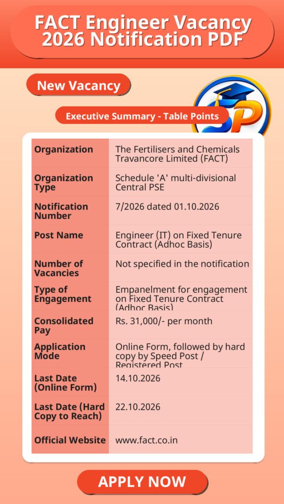 FACT Engineer Vacancy 2026 Notification PDF