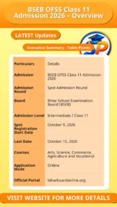 BSEB OFSS Class 11 Admission 2026 – Overview