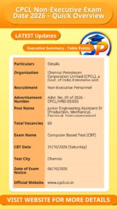 CPCL Non-Executive Exam Date 2026 – Quick Overview
