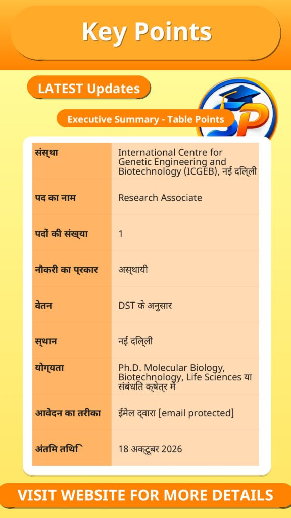 ICGEB Research Associate Recruitment 2026 – Overview