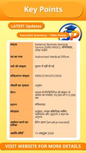 ISRO NRSC Authorized Medical Officer Recruitment 2026 – Overview