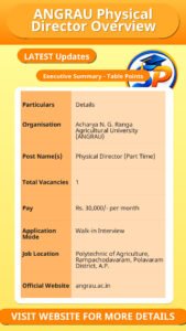 ANGRAU Physical Director Overview