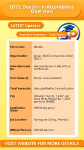 IOCL Doctor-in-Attendance Overview