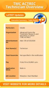 TMC ACTREC Technician Overview
