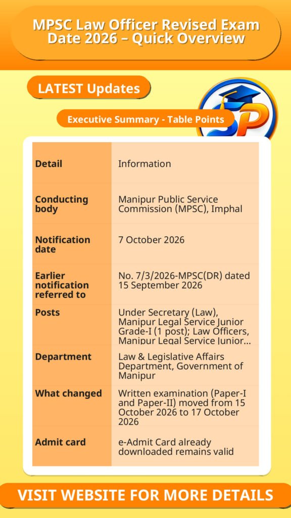 MPSC Law Officer Revised Exam Date 2026 – Quick Overview