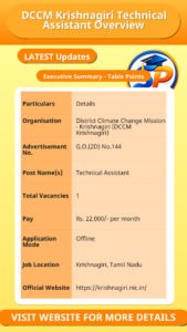 DCCM Krishnagiri Technical Assistant Overview