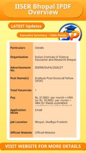 IISER Bhopal IPDF Overview