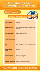 MDU Rohtak Field Investigator Overview