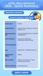 UCSL Recruitment 2026 – Quick Summary
