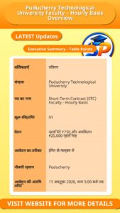 Puducherry Technological University Faculty – Hourly Basis Overview