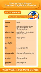 Zila Panchayat Bilaspur Computer Programmer Overview