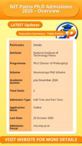 NIT Patna Ph.D Admissions 2026 – Overview
