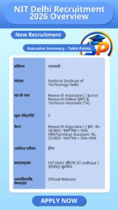 NIT Delhi Recruitment 2026 Overview