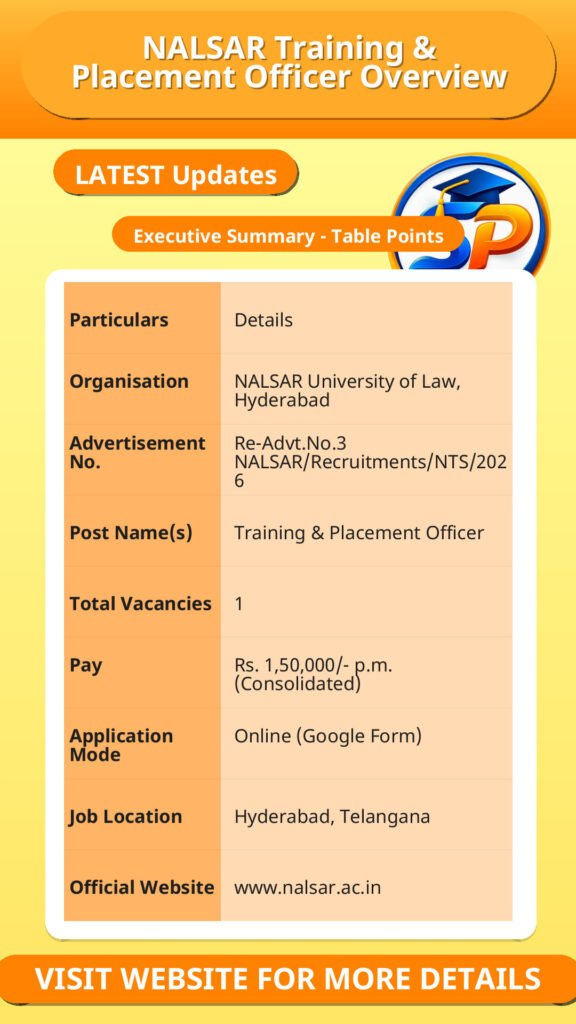 NALSAR Training & Placement Officer Overview