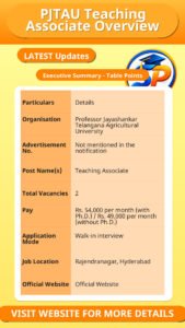 PJTAU Teaching Associate Overview