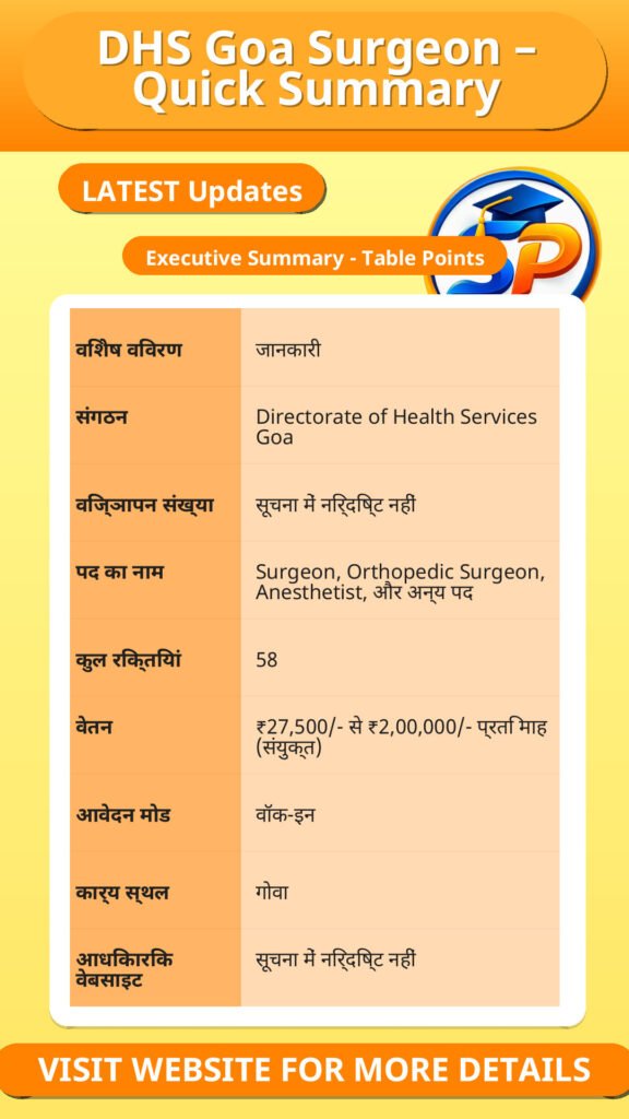 DHS Goa Surgeon – Quick Summary