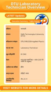 DTU Laboratory Technician Overview