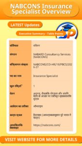 NABCONS Insurance Specialist Overview