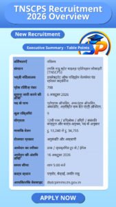TNSCPS Recruitment 2026 Overview