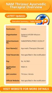 NAM Thrissur Ayurvedic Therapist Overview