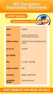 NIT Durgapur Internship Overview