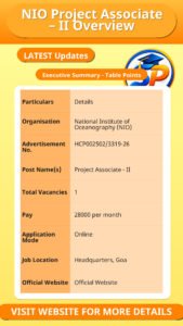 NIO Project Associate – II Overview