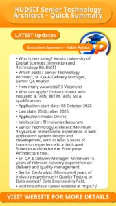 KUDSIT Senior Technology Architect – Quick Summary