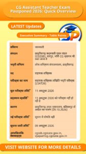 CG Assistant Teacher Exam Postponed 2026: Quick Overview