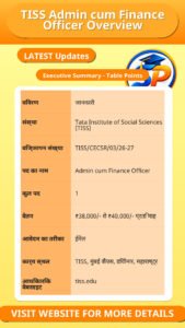 TISS Admin cum Finance Officer Overview