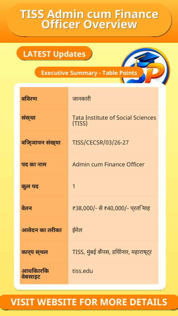 TISS Admin cum Finance Officer Overview