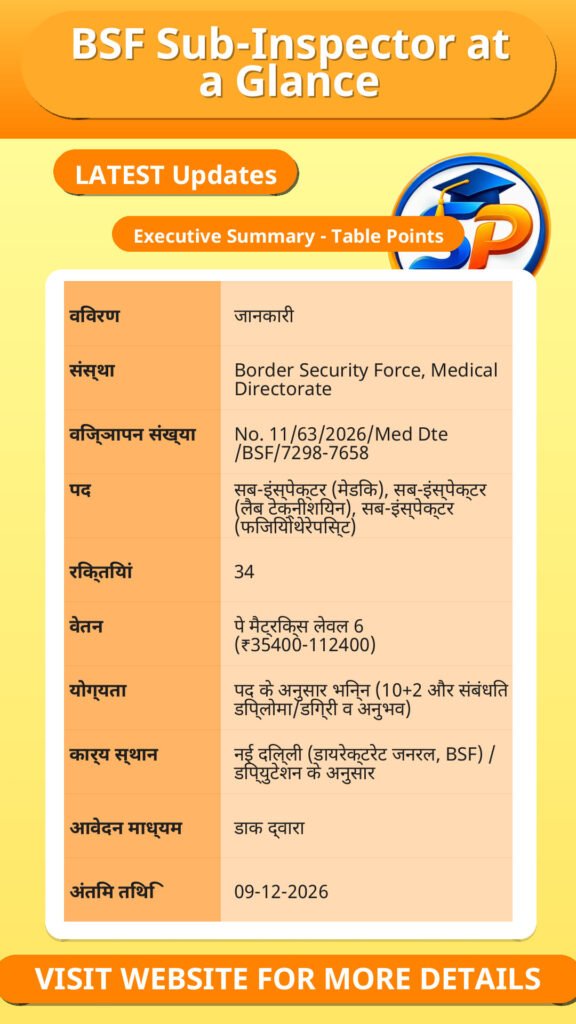 BSF Sub-Inspector at a Glance