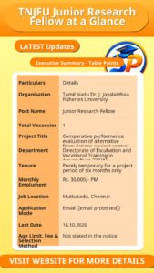 TNJFU Junior Research Fellow at a Glance