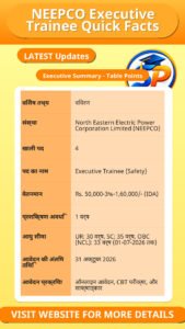 NEEPCO Executive Trainee Quick Facts