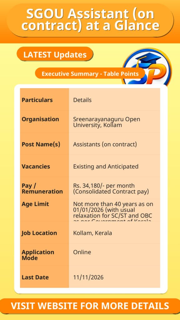 SGOU Assistant (on contract) at a Glance