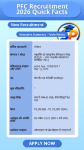 PFC Recruitment 2026 Quick Facts