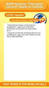 NAM Kannur Therapist (Unani) Walk-in Details